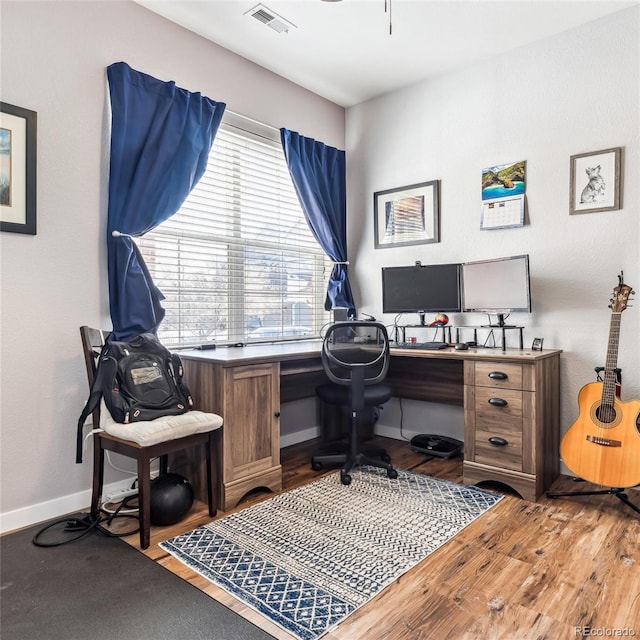 office space featuring wood-type flooring