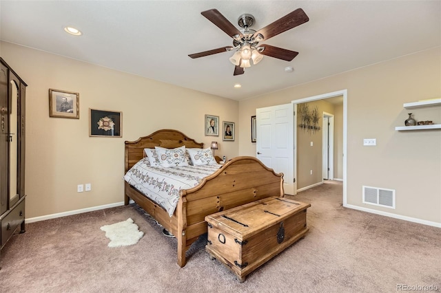 2115 Coach House Loop, Castle Rock, CO 80109 - bedroom with light colored carpet, baseboards, ceiling fan, and recessed lighting