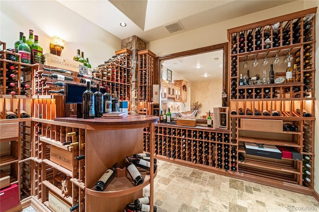 wine cellar with tile floors