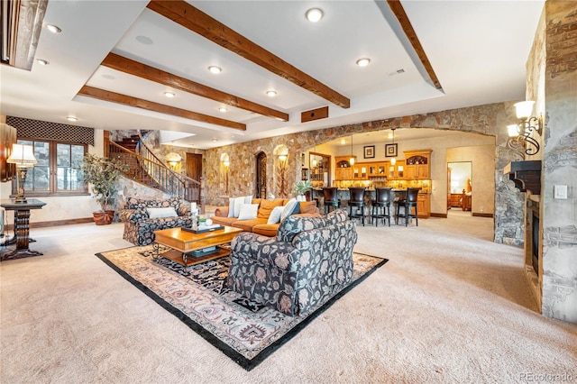 living room with light carpet