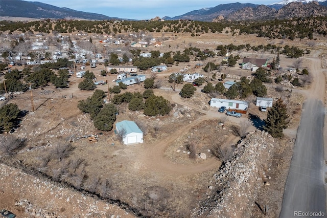 bird's eye view with a mountain view