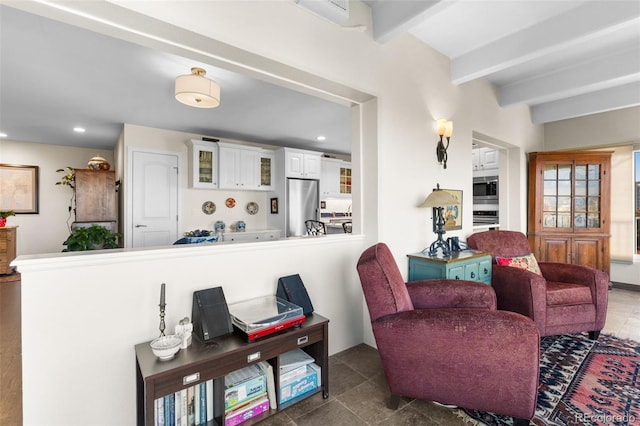 1200 N Humboldt St Unit 1003, Denver, CO 80218 - living room with beamed ceiling and recessed lighting