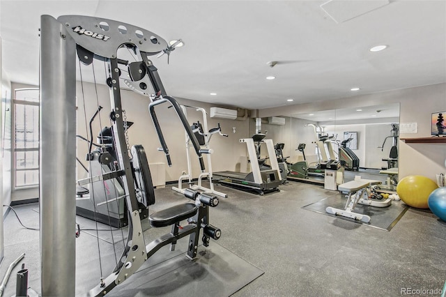 1200 N Humboldt St Unit 1003, Denver, CO 80218 - gym with a wall mounted air conditioner, recessed lighting, and a wall unit AC