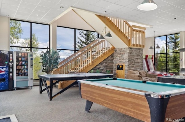 2300 Lodge Pole Cir Unit 103, Silverthorne, CO 80498 - playroom featuring floor to ceiling windows, plenty of natural light, carpet, and pool table