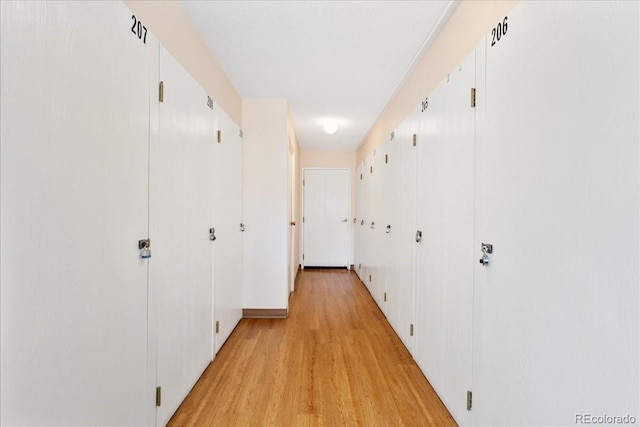 hallway with light wood-style floors