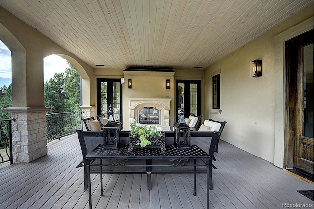 26806 Evergreen Springs Rd, Evergreen, CO 80439 - wooden terrace with french doors