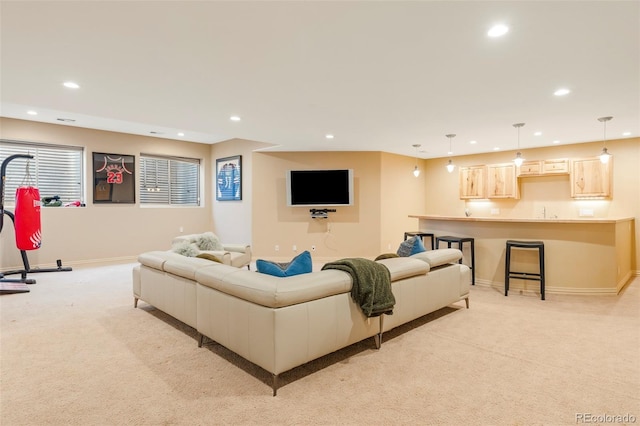155 S Poplar St, Denver, CO 80230 - living room with light carpet, recessed lighting, and baseboards
