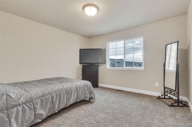 bedroom featuring carpet floors, baseboards, and multiple windows