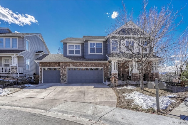 4688 Cedar Glen Pl, Castle Rock, CO 80109 - view of front of home with stone siding and driveway