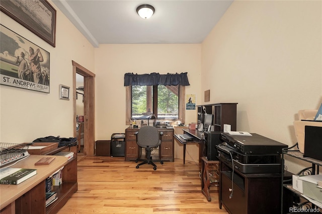 office space featuring light hardwood / wood-style floors