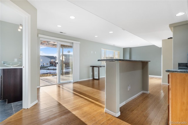 kitchen with light hardwood / wood-style floors