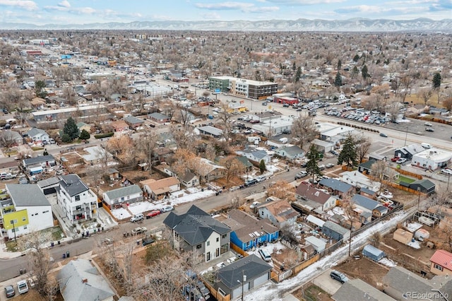 aerial view with a mountain view