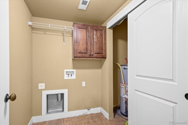 5850 Dripping Rock Ln Unit G102, Fort Collins, CO 80528 - laundry area featuring cabinet space, washer hookup, hookup for a gas dryer, water heater, and baseboards