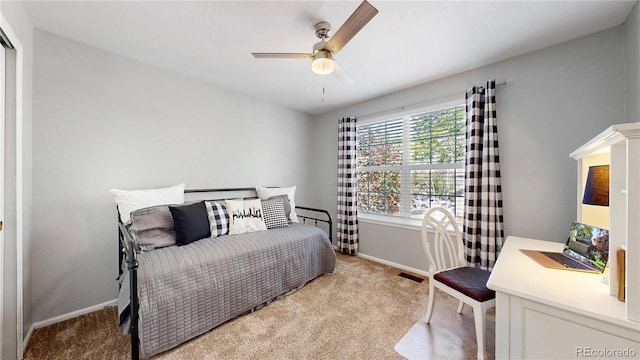 2980 E 135th Dr, Thornton, CO 80241 - bedroom with light colored carpet and a ceiling fan