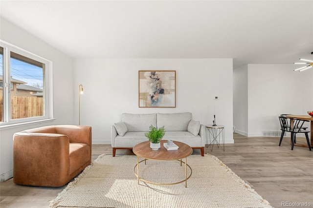 living room featuring light hardwood / wood-style flooring