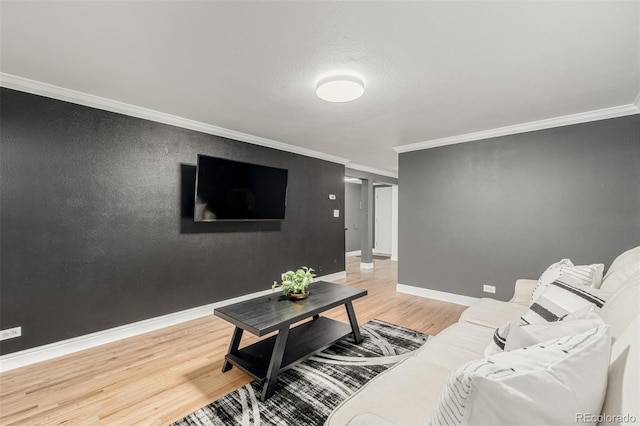 1390 N Emerson St Unit 101, Denver, CO 80218 - living room with light wood-style floors and crown molding