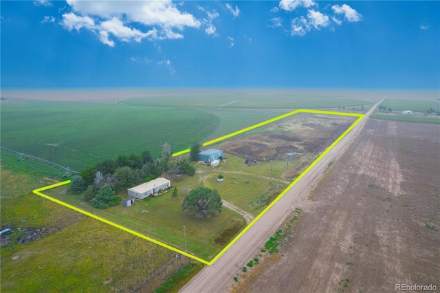 6224 County Road H, Joes, CO 80822 - aerial view of sparsely populated area featuring property parcel outlined