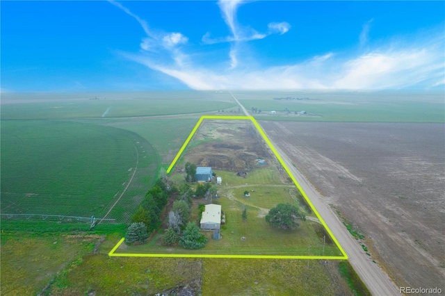 6224 County Road H, Joes, CO 80822 - aerial view of sparsely populated area featuring property parcel outlined and farmland