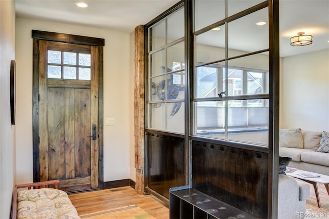 104 River Run Dr, Buena Vista, CO 81211 - entryway featuring light wood-style floors and recessed lighting