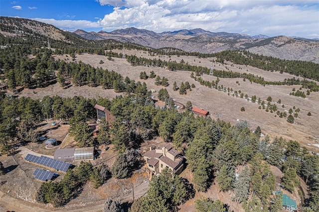 drone / aerial view with a mountain view