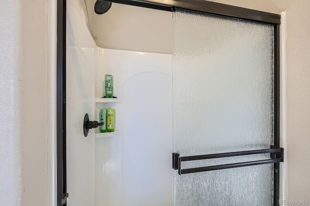 interior details featuring a shower stall