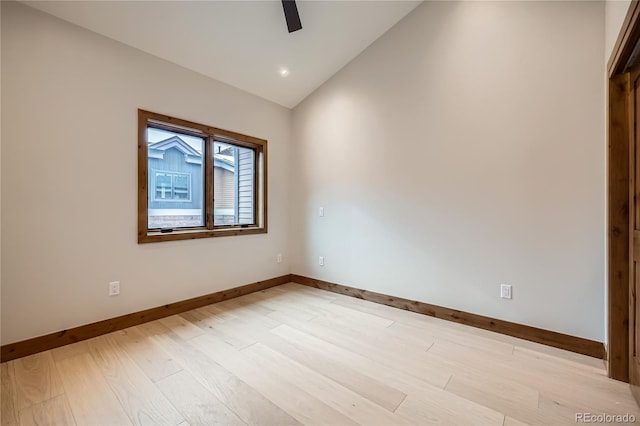 310 Creekside Aly Unit 4, Frisco, CO 80443 - empty room with lofted ceiling, light wood-style floors, and ceiling fan