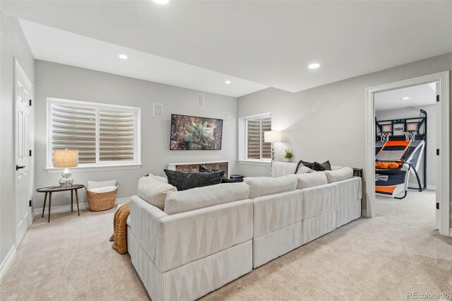 27290 E Nova Cir, Aurora, CO 80016 - living room with light carpet and recessed lighting