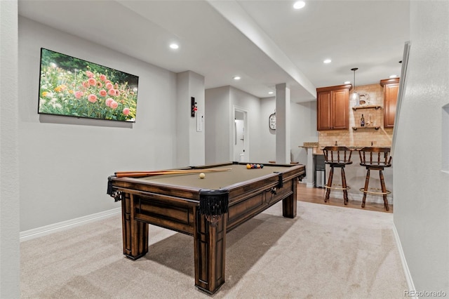 27290 E Nova Cir, Aurora, CO 80016 - game room featuring light colored carpet, recessed lighting, bar area, and billiards table