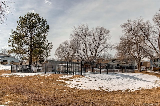 view of yard covered in snow