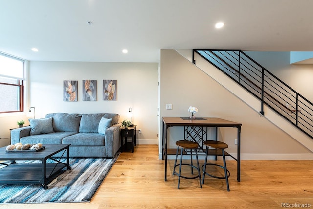 living room featuring light hardwood / wood-style floors