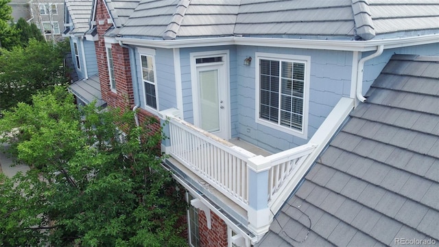 view of home's exterior featuring a balcony