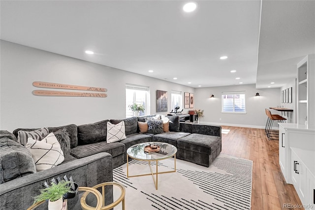 living room featuring light hardwood / wood-style flooring