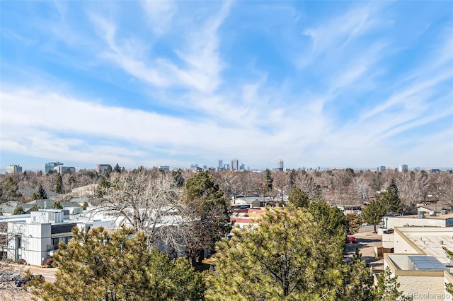 birds eye view of property with a city view