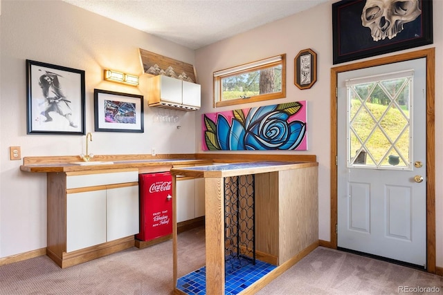 23599 Shingle Creek Rd, Golden, CO 80401 - indoor wet bar featuring light carpet and baseboards