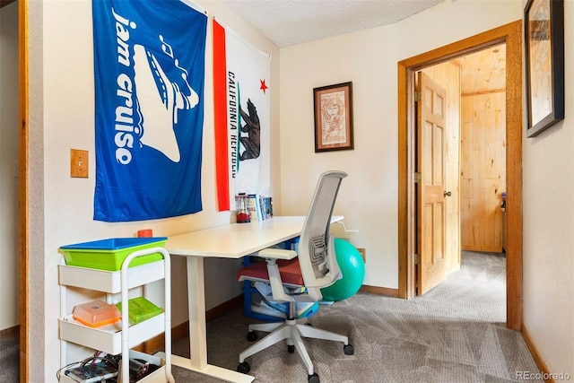 23599 Shingle Creek Rd, Golden, CO 80401 - home office featuring carpet floors and a textured ceiling