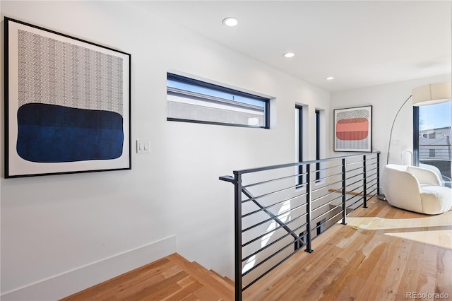 2625 W 23rd Ave, Denver, CO 80211 - interior space with baseboards, an upstairs landing, recessed lighting, and wood finished floors