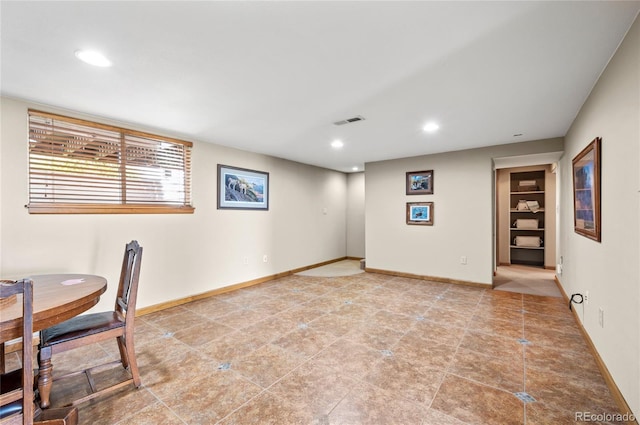 view of tiled home office