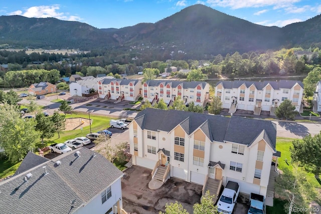 aerial view with a mountain view