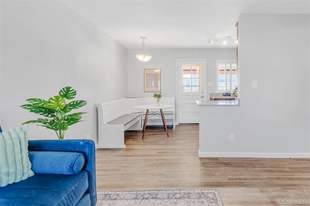 interior space with light hardwood / wood-style flooring