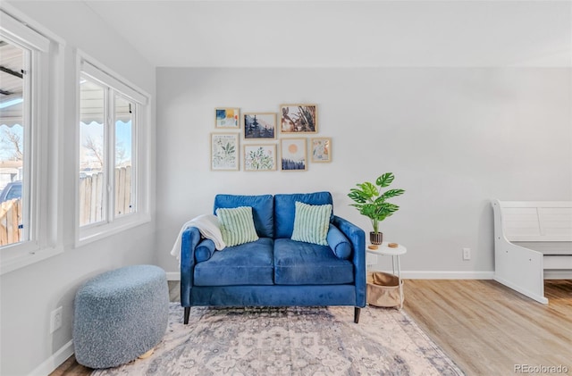 living area featuring hardwood / wood-style flooring