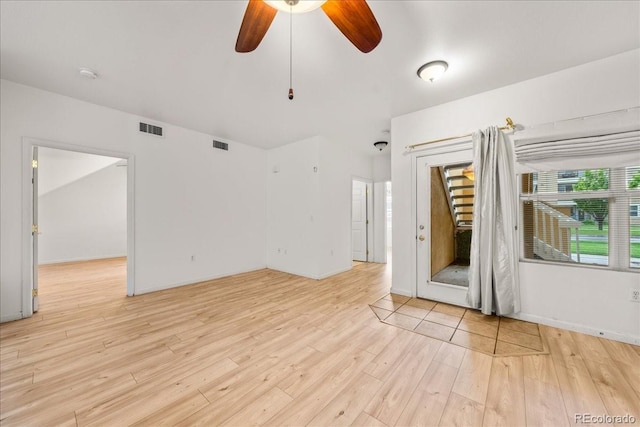 202 Lucca Dr, Evans, CO 80620 - spare room featuring ceiling fan, light wood-type flooring, a smoke detector, and baseboards