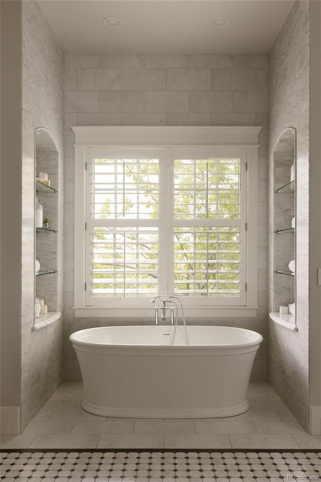 5470 S Highline Cir, Greenwood Village, CO 80121 - full bathroom with a soaking tub and tile patterned flooring