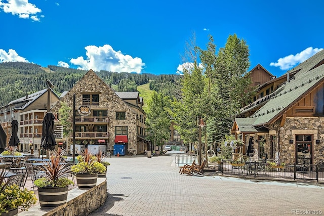 view of community featuring a mountain view