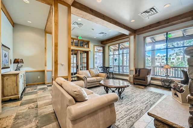100 Dercum Sq Unit 8343, Keystone, CO 80435 - living room featuring baseboards, recessed lighting, and french doors