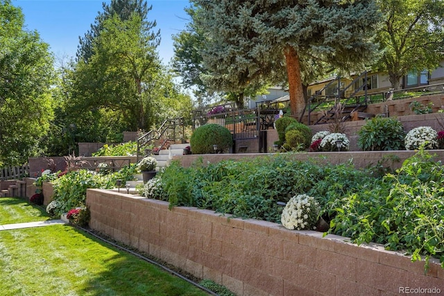 view of yard featuring fence