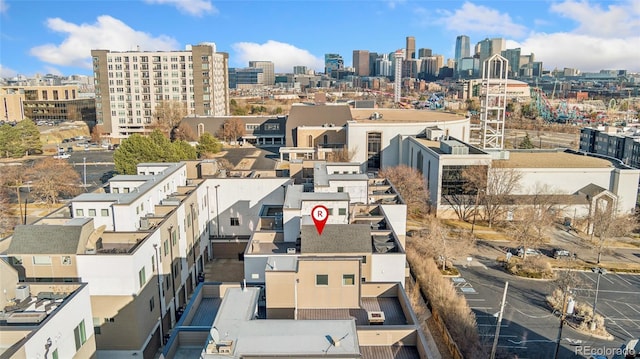 drone / aerial view featuring a view of city