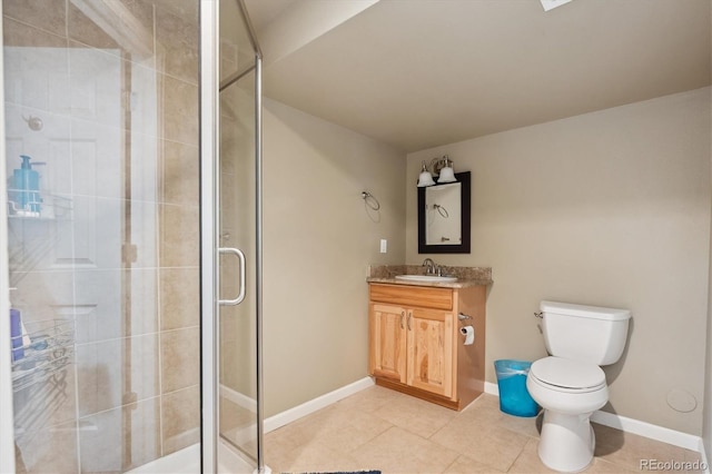 5755 S Fulton Way, Greenwood Village, CO 80111 - full bath with tile patterned floors, vanity, and a shower stall
