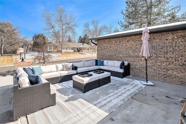 view of patio with an outdoor living space