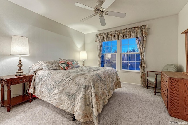 bedroom featuring carpet and ceiling fan