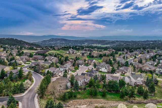 bird's eye view with a residential view and a mountain view